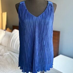Banana Republic Royal Blue V-Neck Pleated Camisole Blouse - Office Siren